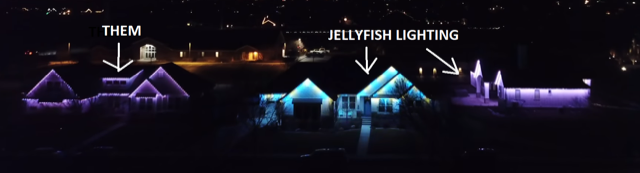 Photo comparing Jellyfish Lighting to other types. 